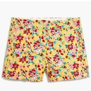 Vintage J.Crew Floral City Shorts Yellow Red Size 10 Woven